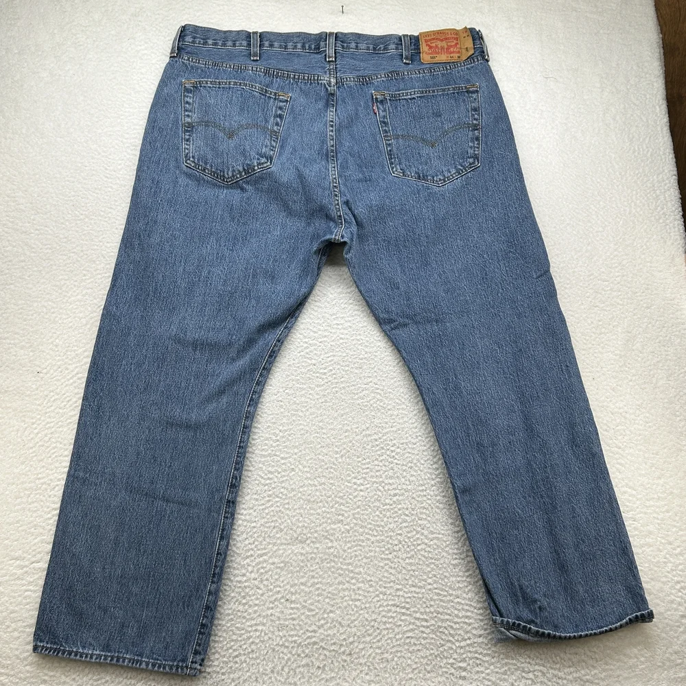 Levis 501 Jeans Mens 44x30 Blue Denim Straight Leg Button Fly Classic